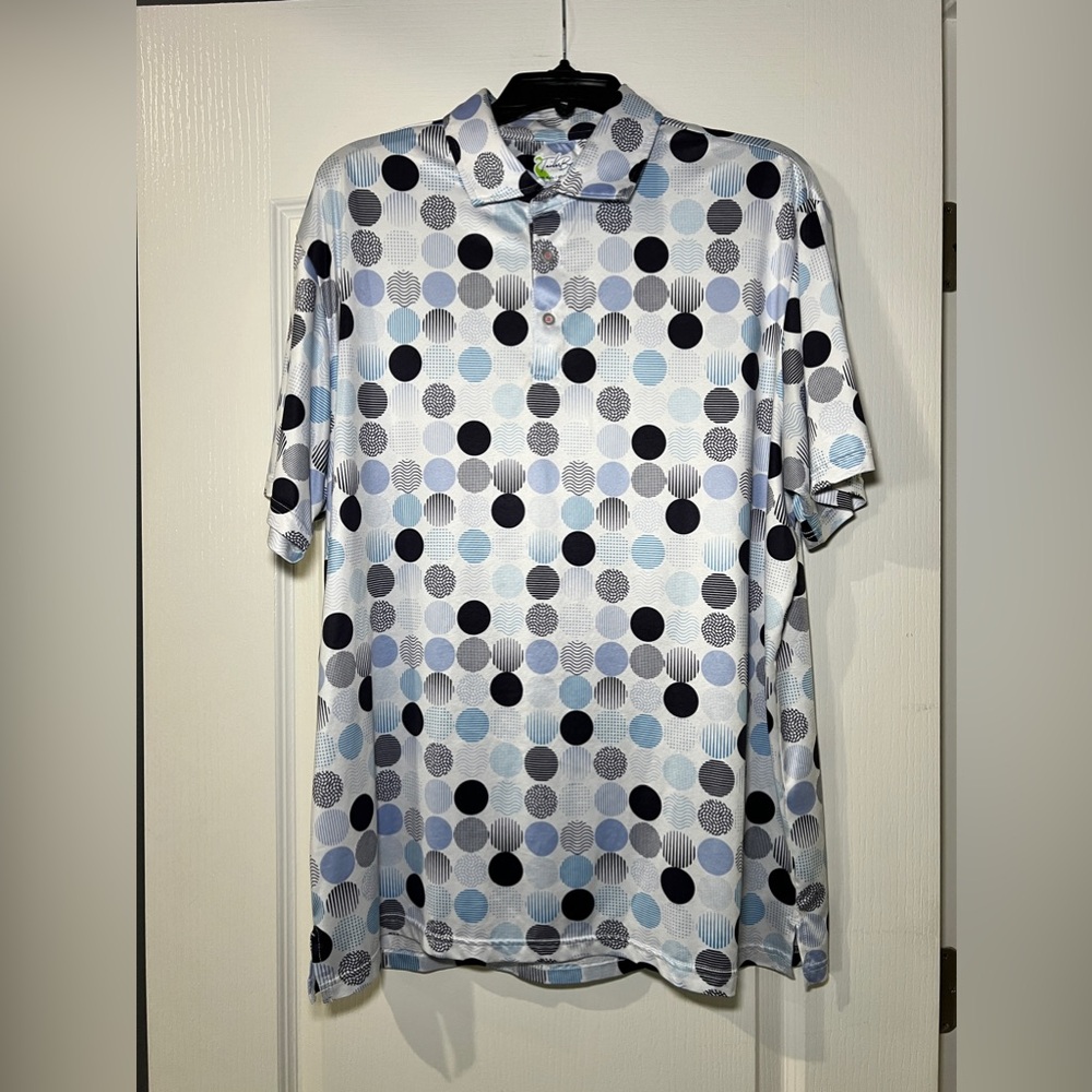 Tailorbyrd Men’s Short-Sleeved‎ Performance Polo Shirt Size XL White w/ Blue